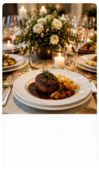 Banquete elegante servido en mesa